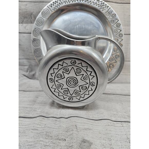 Wilton Armetale Reggae Pewter Pitcher And Plate - Picture 4 of 7